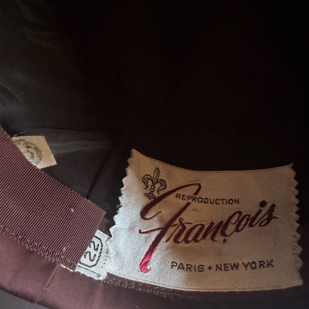 1940s Francois Paris New York Close-Fitted Cap w/Floral Pattern w/Pink & Gold To - Picture 7 of 8